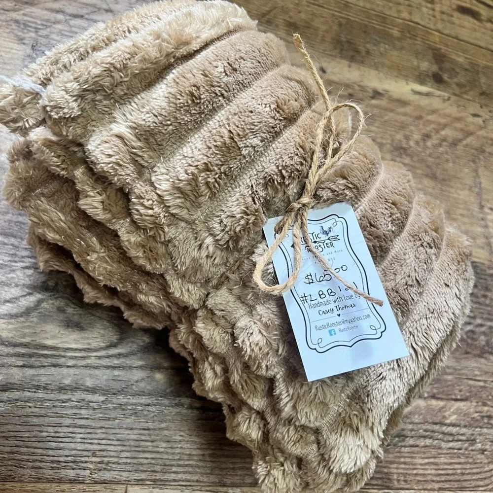 Rustic Rooster Tan Ribbed Plush Lap Blanket Toddler Throw Baby Blanket NEW Soft